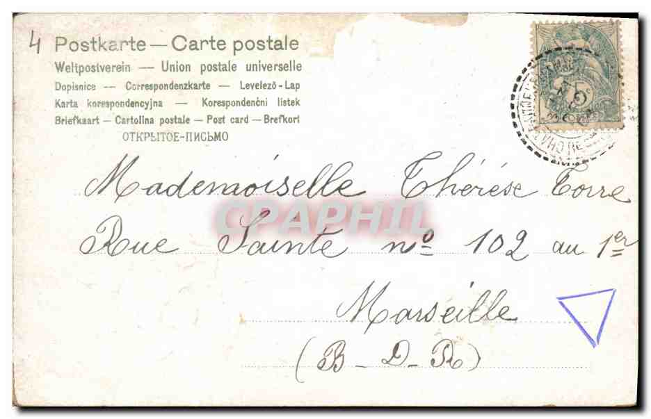 CPA Fantaisie Fleurs Fer a cheval  — Rückseite