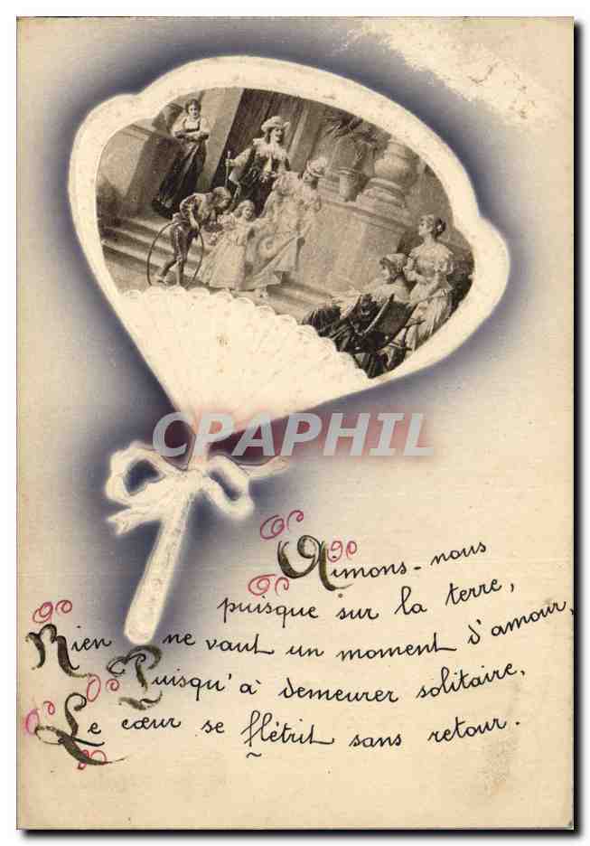 CPA Fantaisie Femme Enfant Eventail 