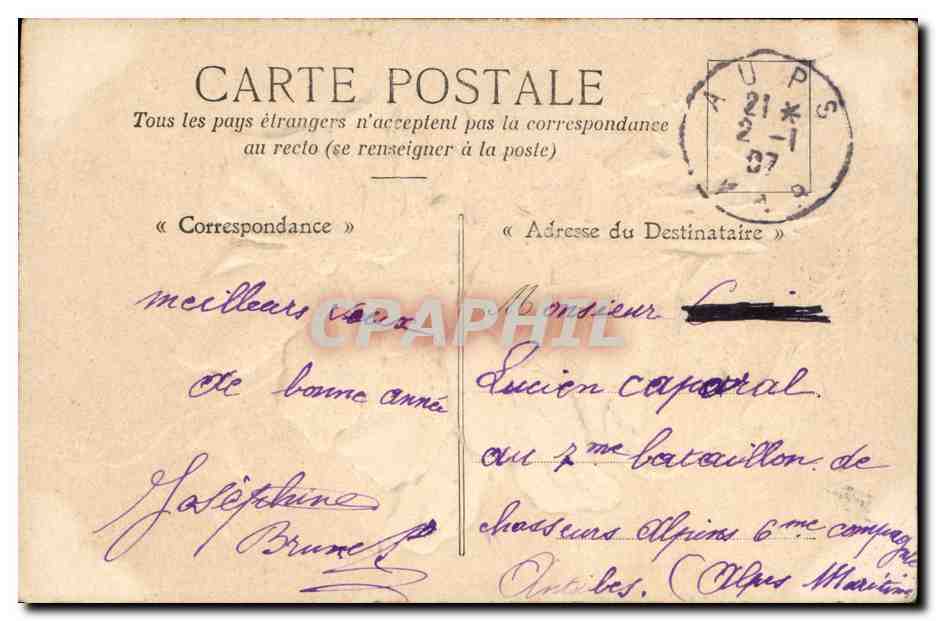 Fleur rouge — Amitié Sincère — éditeur inconnu, n° de série non visible — Rückseite