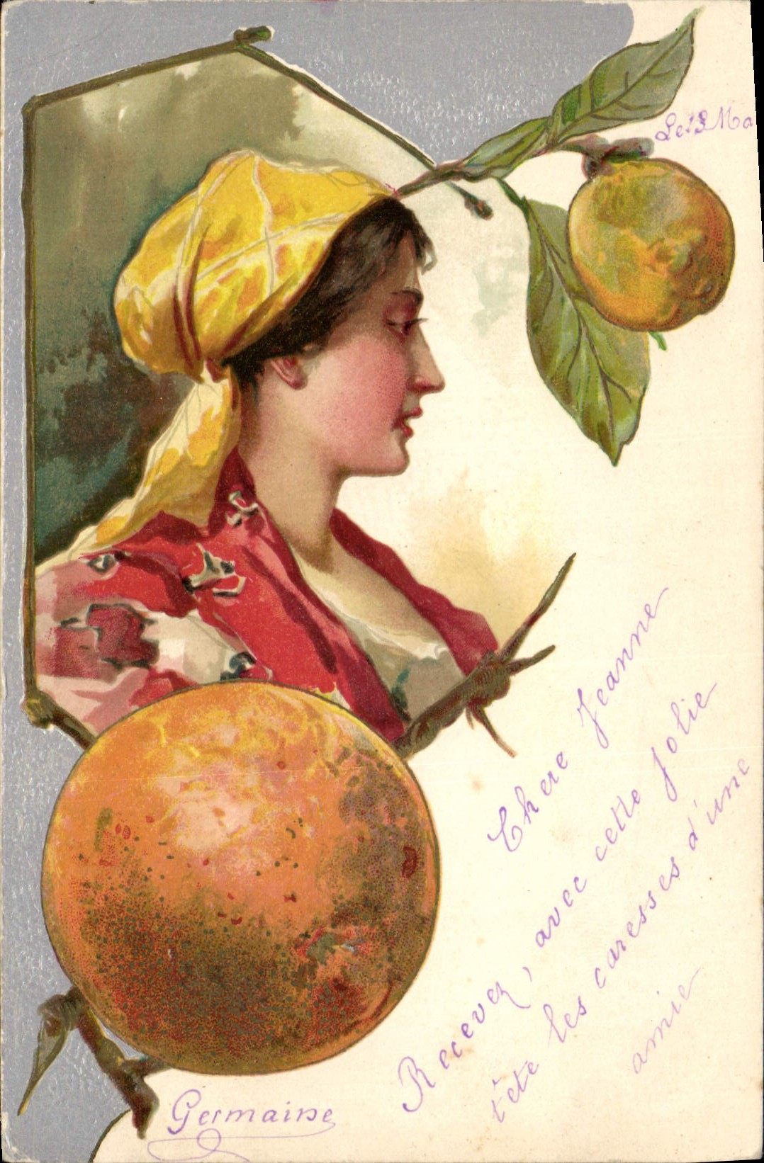 CPA Fantaisie Femme Fruit 