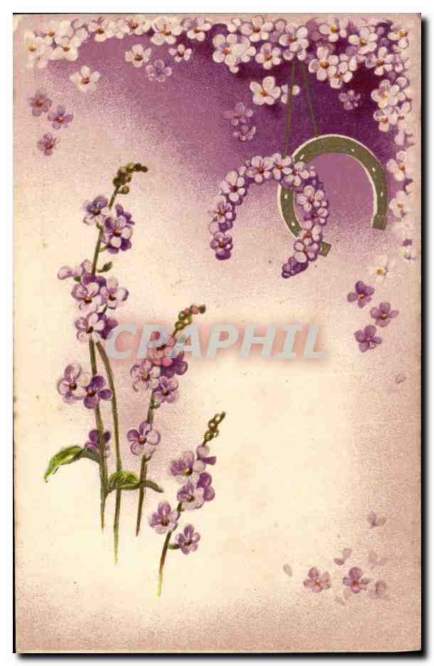 CPA Fantaisie Fleurs Fer a cheval 