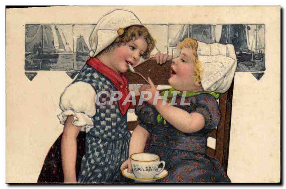 CPA Fantaisie Enfants Bateaux de peche 