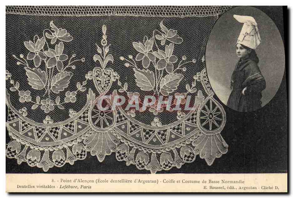 CPA Dentelle Point d'Alencon Ecole Dentelliere d'Argentan Coiffe et costume de Basse Normandie 