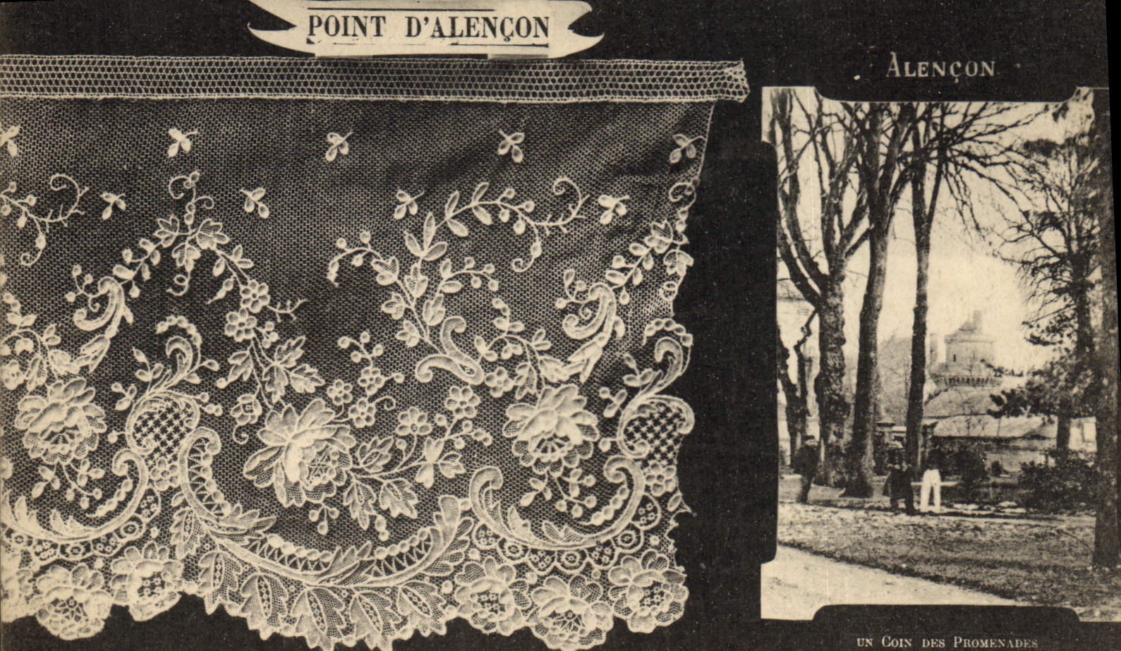 CPA Dentelle Point d'Alencon Alecon Un coin des promenades 