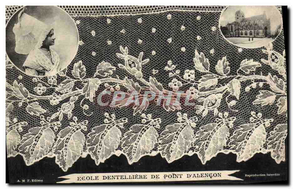 CPA Dentelle Ecole dentelliere de Point D'Alencon Femme
