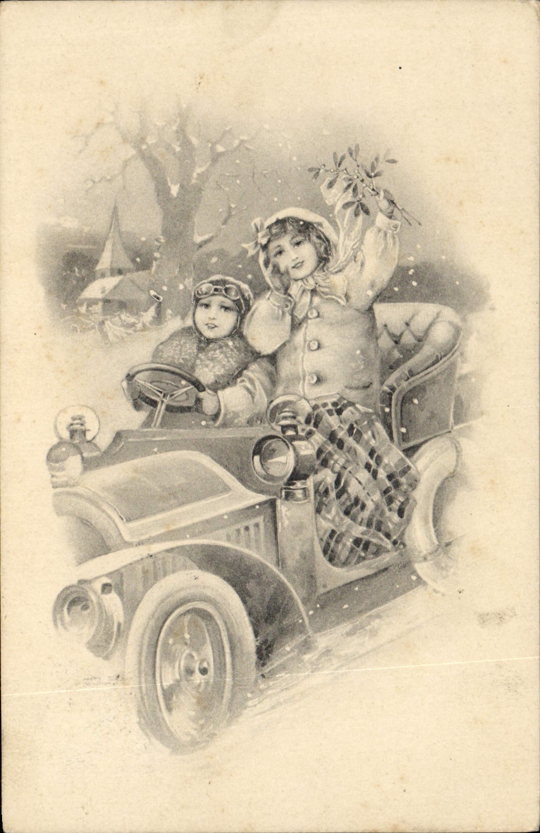 CPA Fantaisie Illustrateur Enfants Automobile 