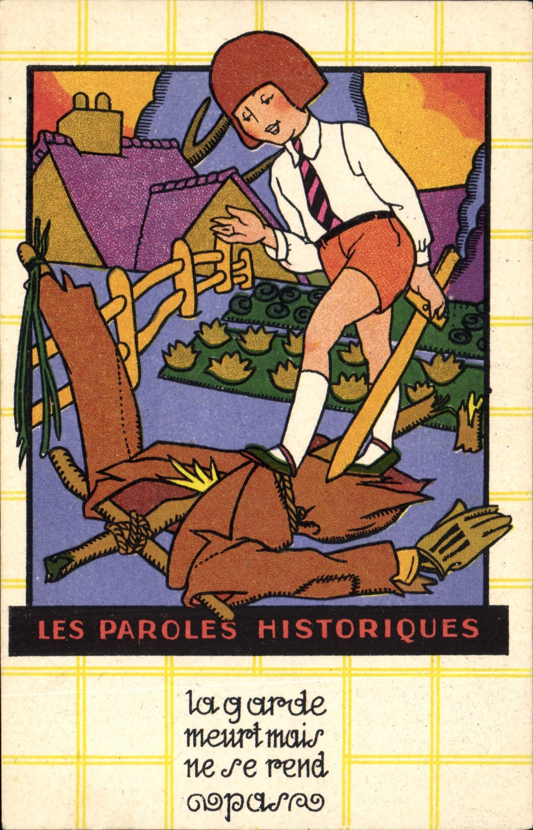 CPA Fantaisie Illustrateur Enfant Les paroles historiques La garde meurt mais ne se rend pas 