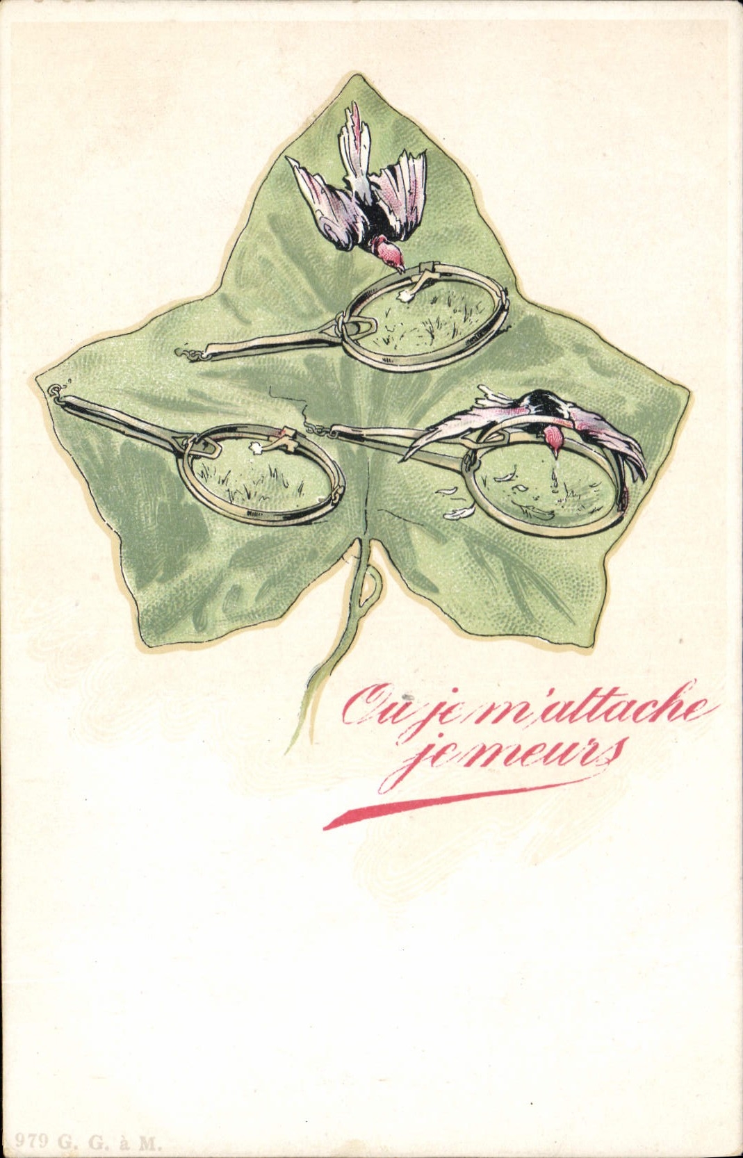 CPA Fantaisie Illustrateur Feuille Oiseau 
