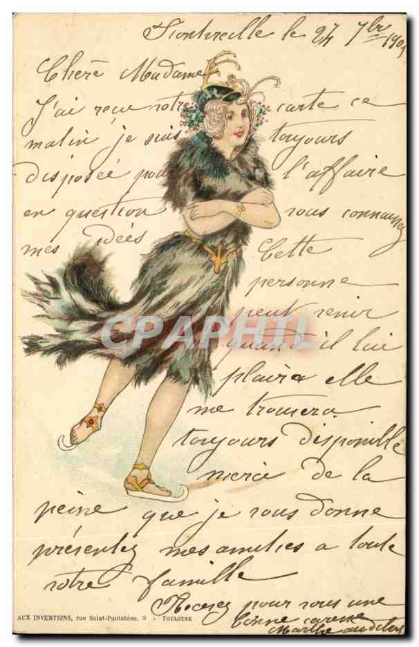 CPA Fantaisie Illustrateur Femme Patinage Patins a glace 