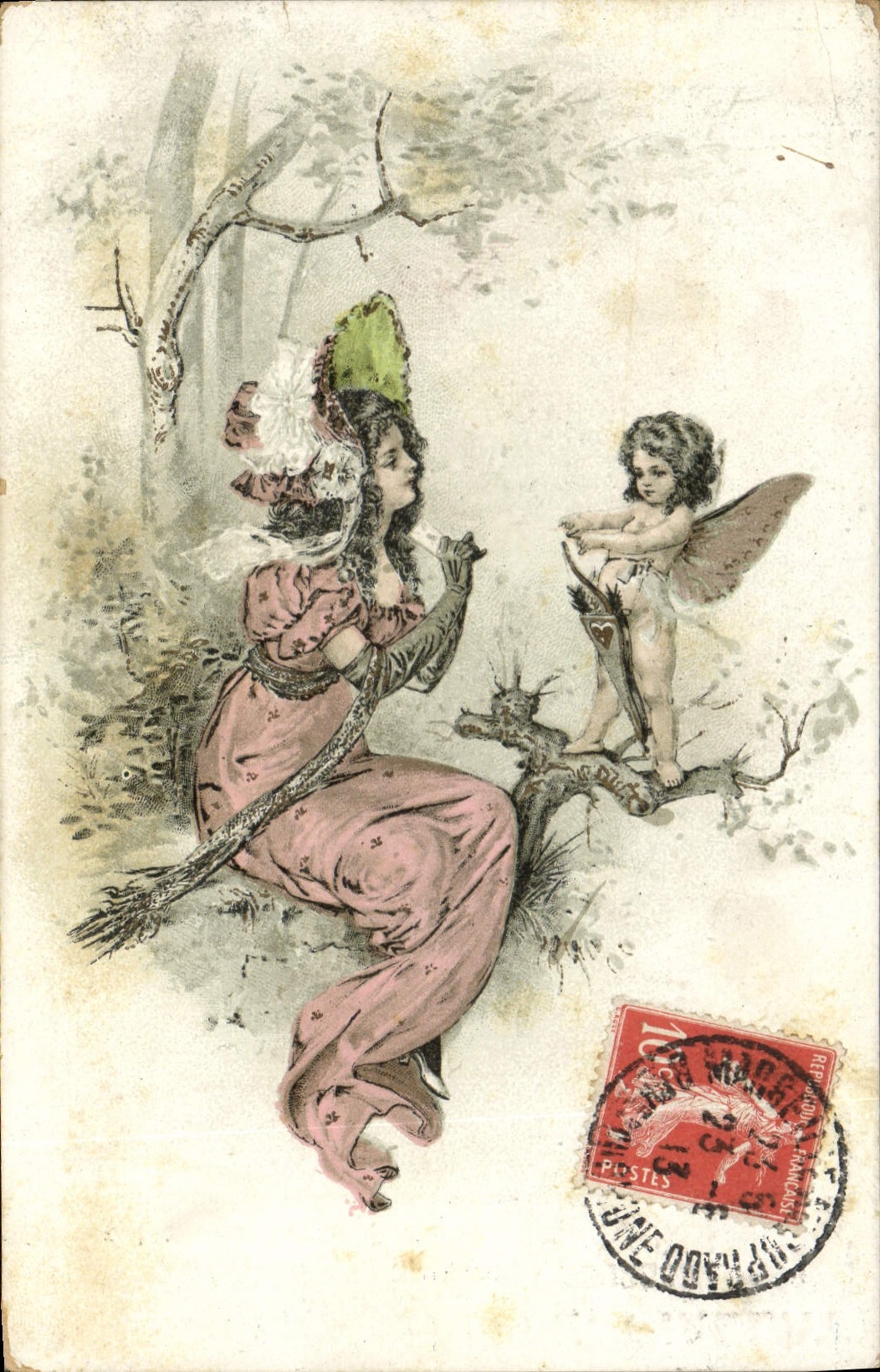 CPA Fantaisie Illustrateur Femme Ange 