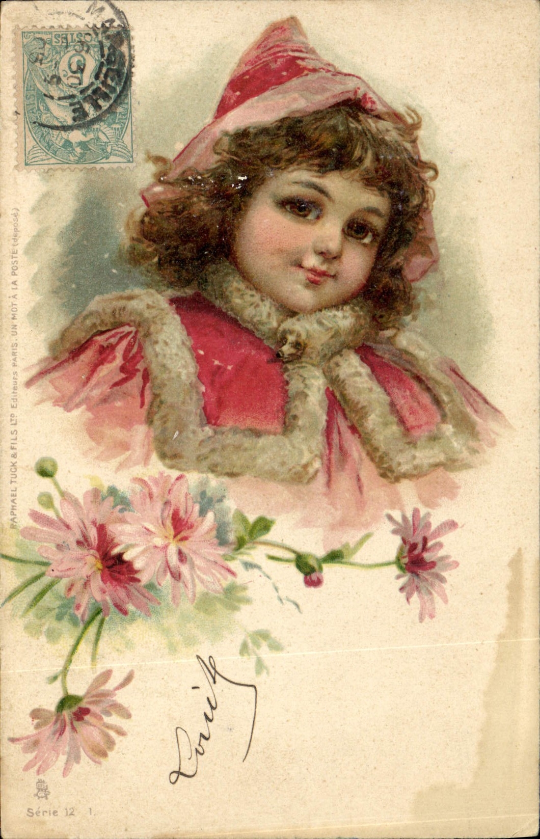 CPA Fantaisie Illustrateur Enfant Fleurs 