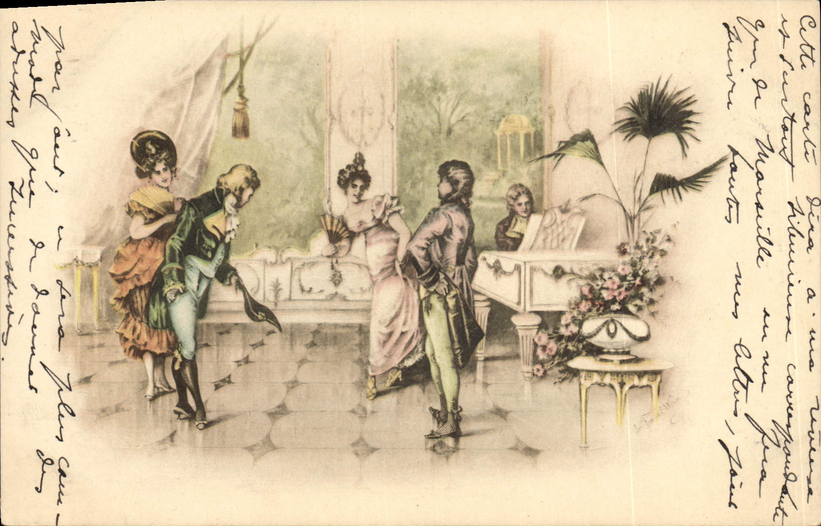 CPA Fantaisie Illustrateur Femme Piano 