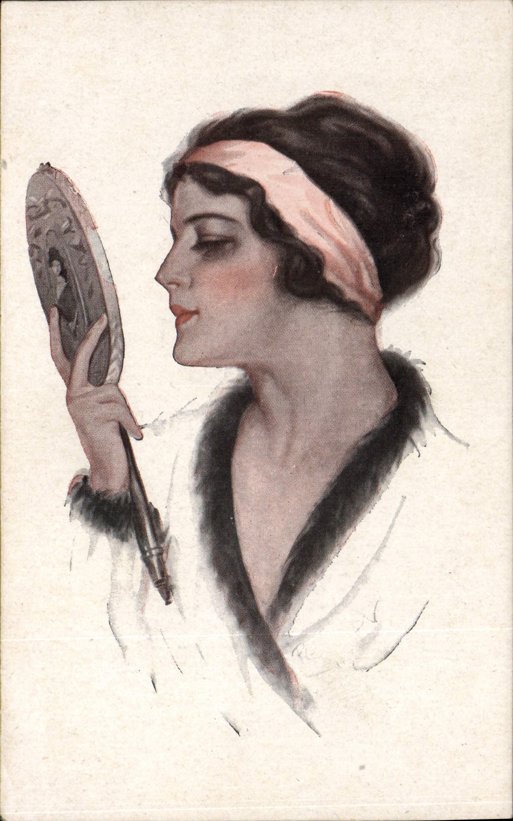 CPA Fantaisie Illustrateur Femme Miroir 