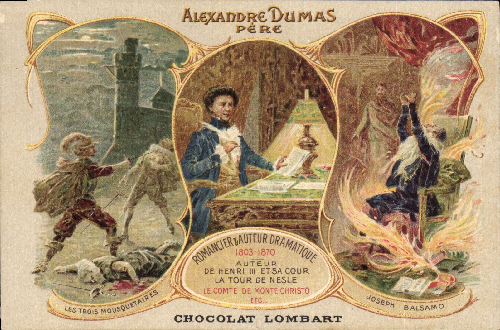 Alexandre Dumas père — romancier et auteur dramatique — Chocolat Lombart