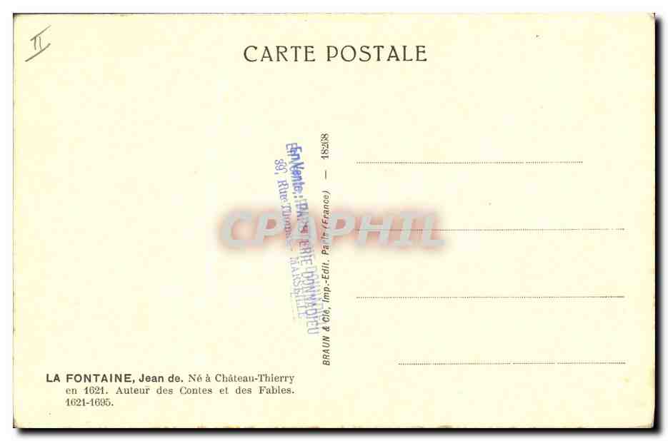 CPA La Fontaine 1621 1695  — Rückseite