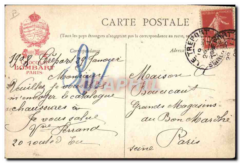 André Theuriet — Poète & Romancier 1833-1907 — Chocolat Lombart — Verso