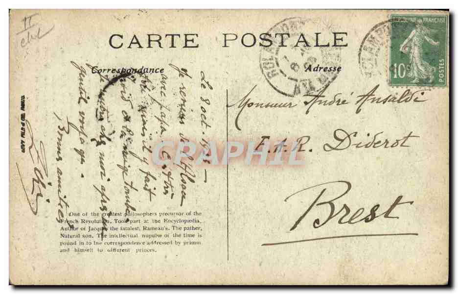 CPA Diderot Philosophe  — Rückseite
