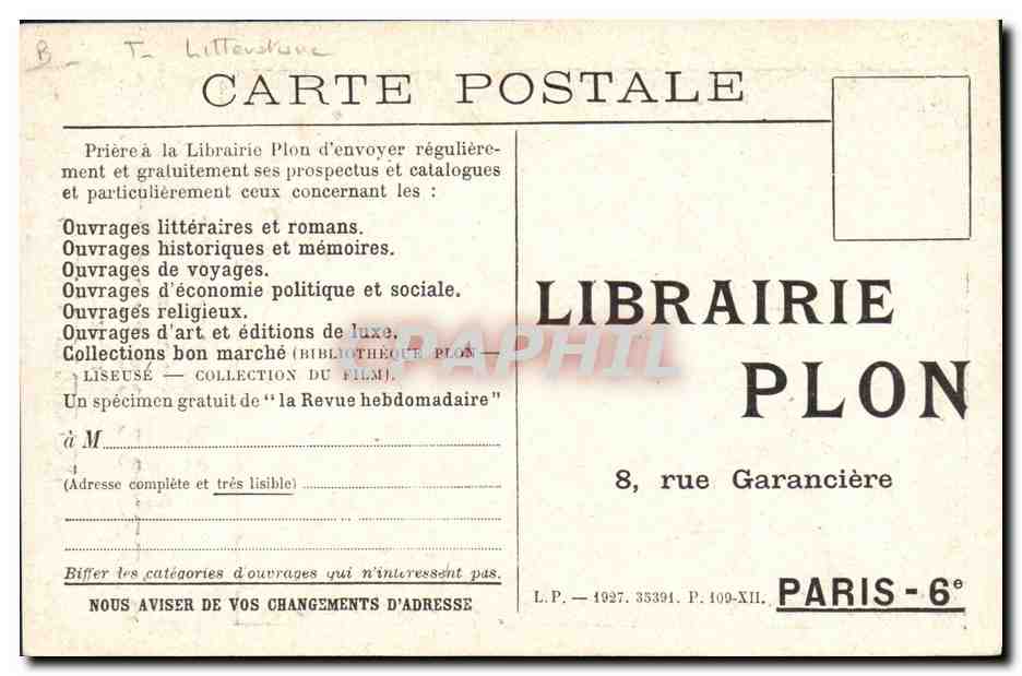 CPA Henri Massis Auteur de la Defense de l'Occident et de Jugements  — Verso
