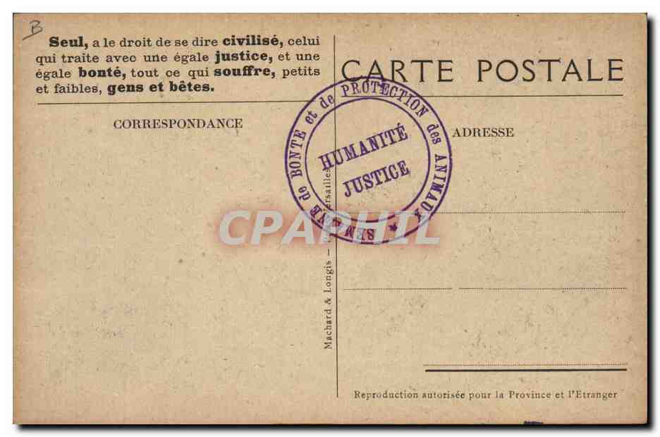 Un travailleur conscient — protection animale — Machard & Longis — Reverso