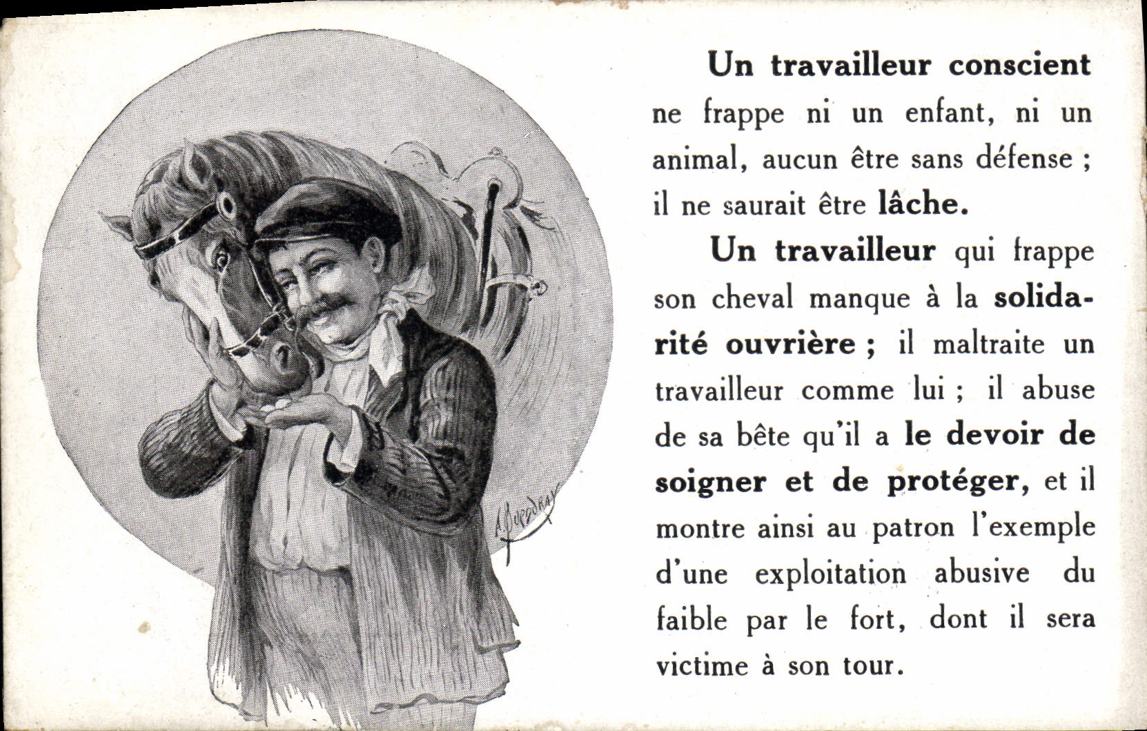 Un travailleur conscient — message anti-maltraitance — éditeur Machard & Longis