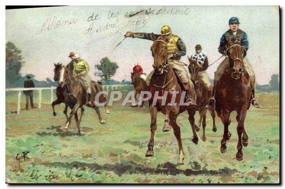 Course de chevaux — scène de compétition — éditeur non identifié, série 3027