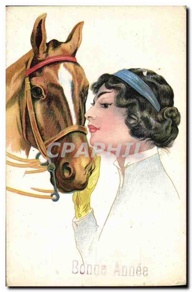Femme et cheval — Bonne Année — Ufficio Revisione Stampa, Vito, Italie, N. 736