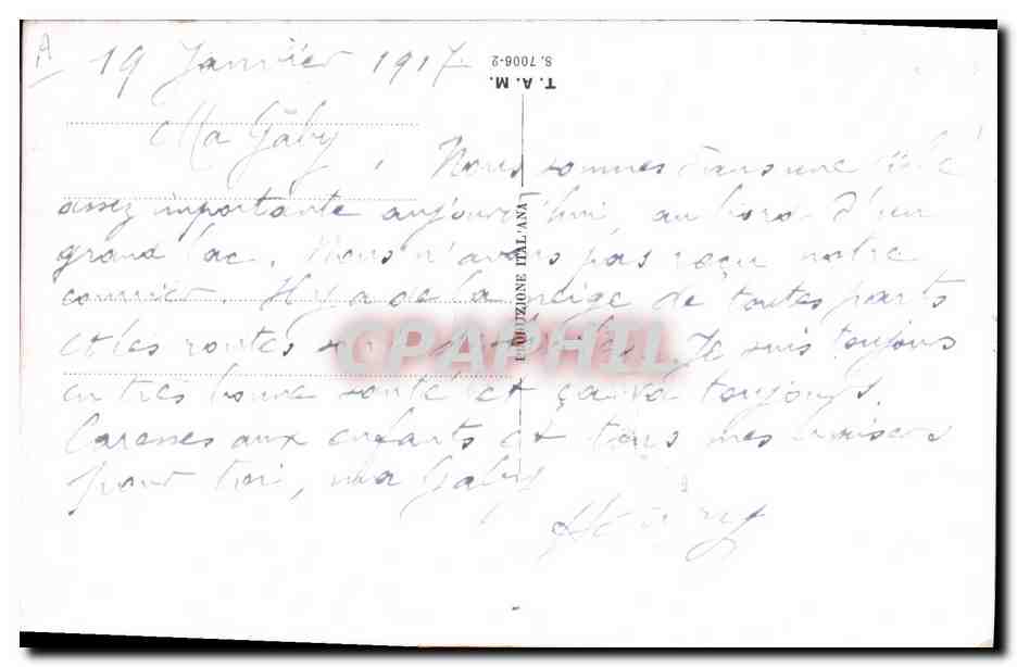 Jeune femme et cheval — illustration — S. M. F. (signature) — T.A.M. (éditeur) n° S.7006-2 — Reverso