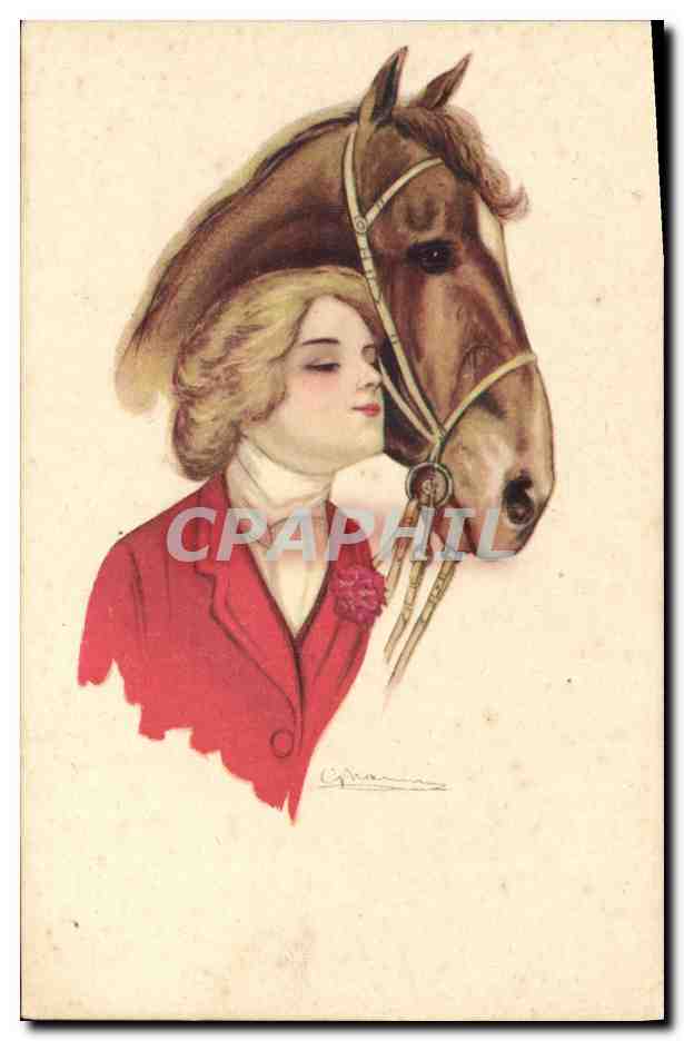 Jeune femme et cheval — illustration — Cipriani, série 48-3