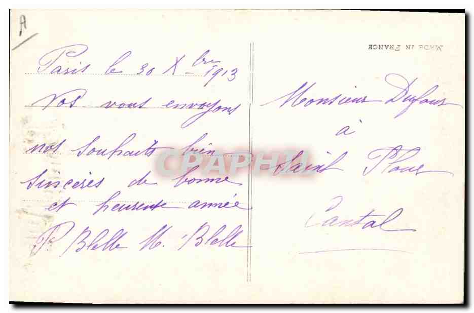 Femme en tenue d'hiver — Bonne Année 1914 — Mésange 168 — Verso