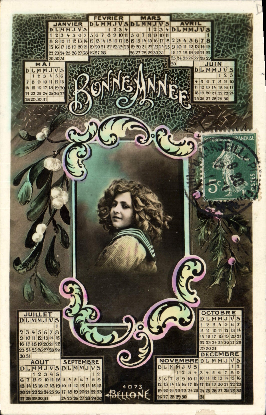 Calendario anual — Feliz Año — Editor Bellone, n°4073