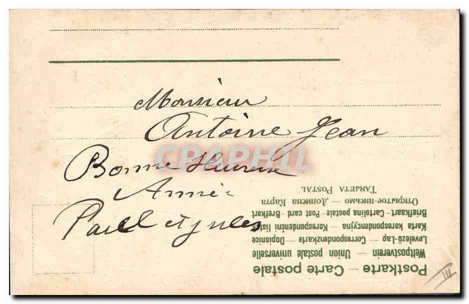 Calendrier de l'année 1905 — Bonne année — éditeur non visible — Verso