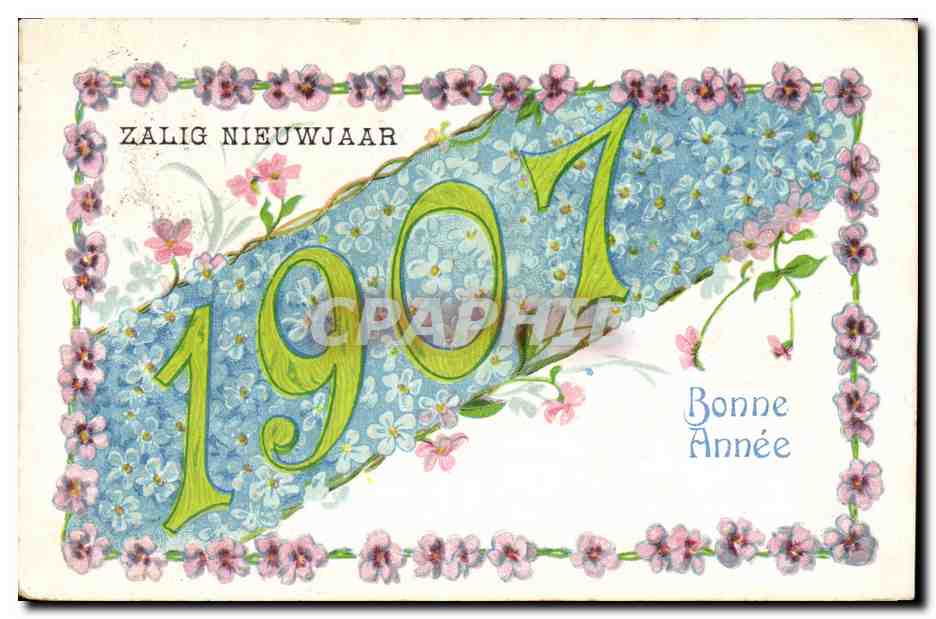 Carte de vœux 1901 — ZALIG NIEUWJAAR / Bonne Année — éditeur non identifié