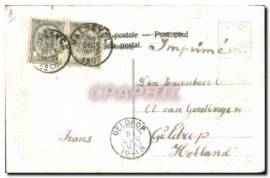 Carte de vœux 1901 — ZALIG NIEUWJAAR / Bonne Année — éditeur non identifié — Reverso