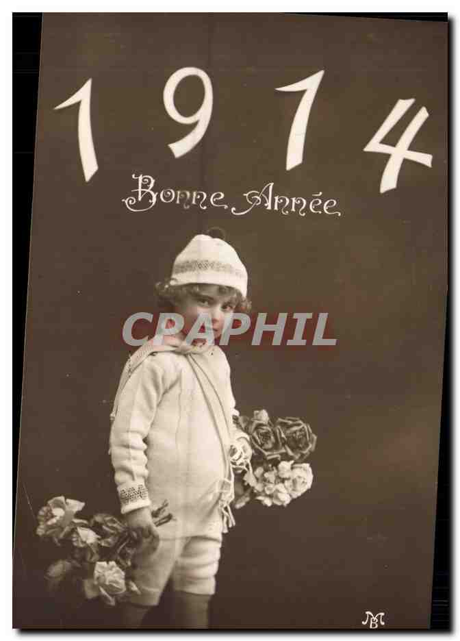Enfant avec bouquet — 1914 — Bonne Année — JBC