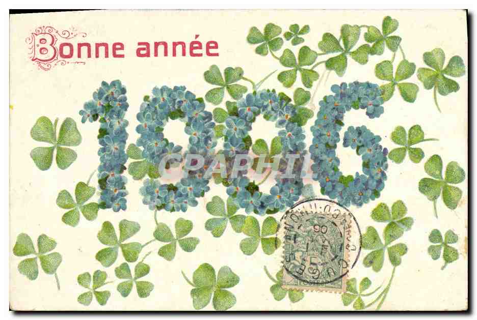 Bonne année 1906 — fleurs et trèfles — Union postale universelle, série 502
