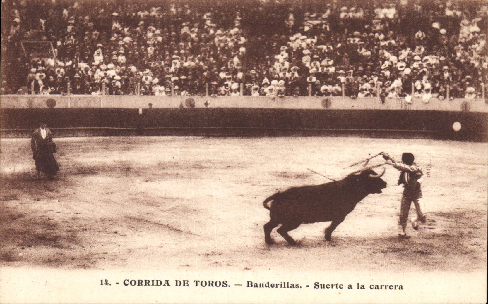 CPA Corrida Course de Taureaux Banderillas Suerte a la carrera 