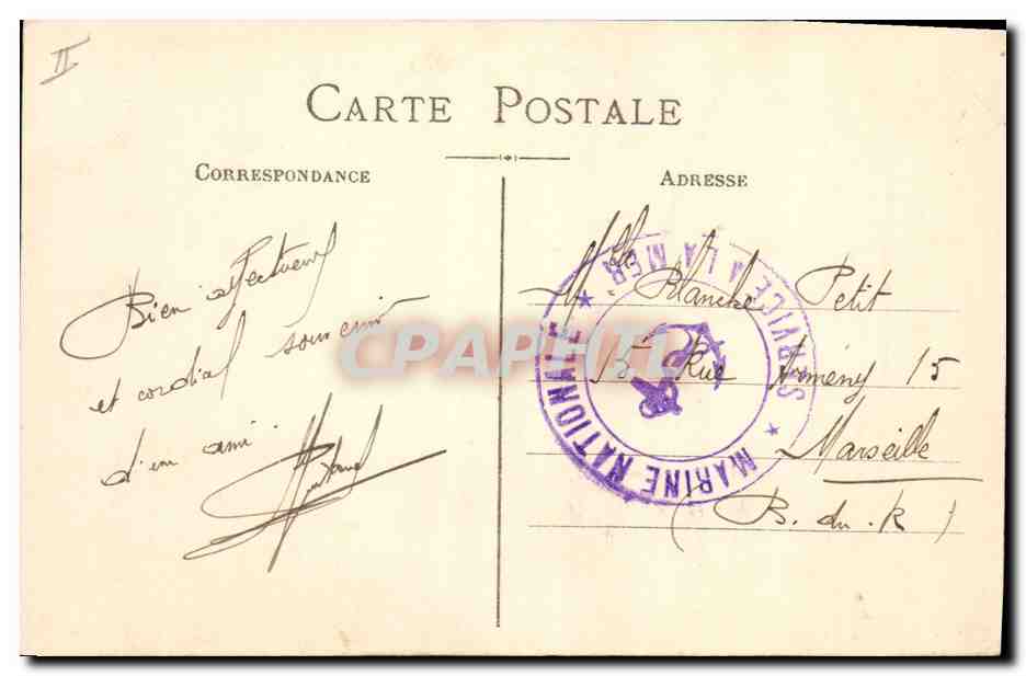 CPA Bateau de Guerre Republique Cuirasse Francais de 1er rang par grosse mer — Verso