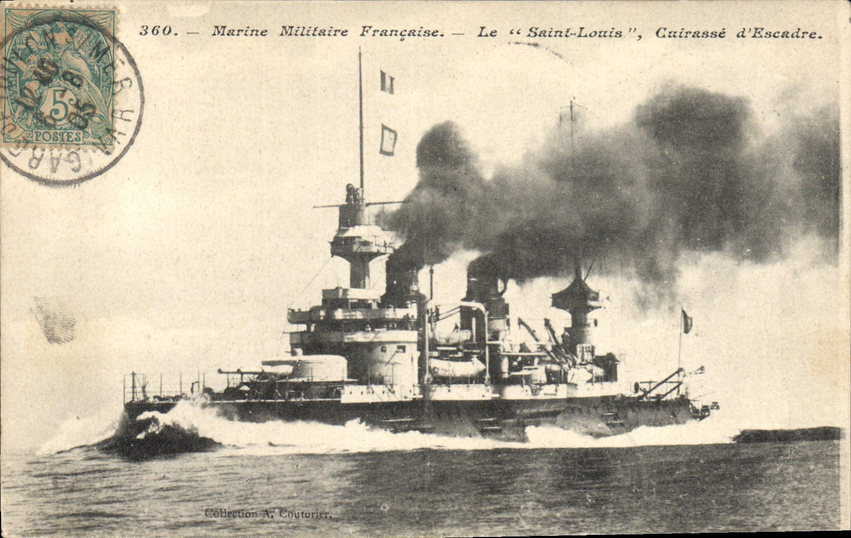 Le "Saint-Louis", Cuirassé d'Escadre — Marine Militaire Française — Collection A. Coutourier