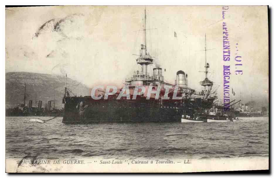 CPA Bateau de Guerre Saint Louis Cuirasse a tourelles