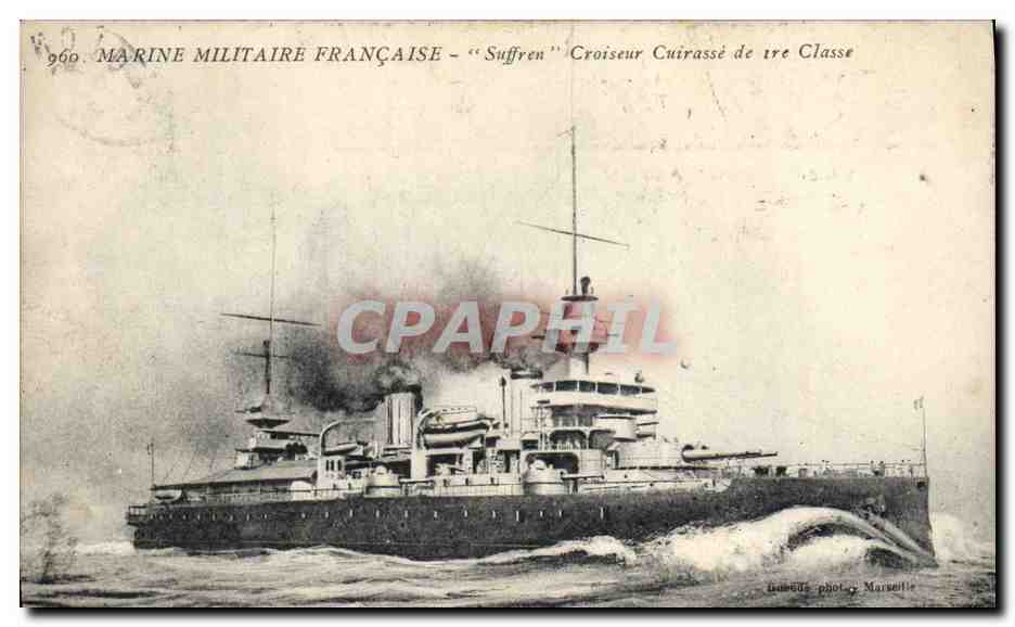 CPA Bateau de Guerre Suffren Croiseur Cuirasse de 1er classe