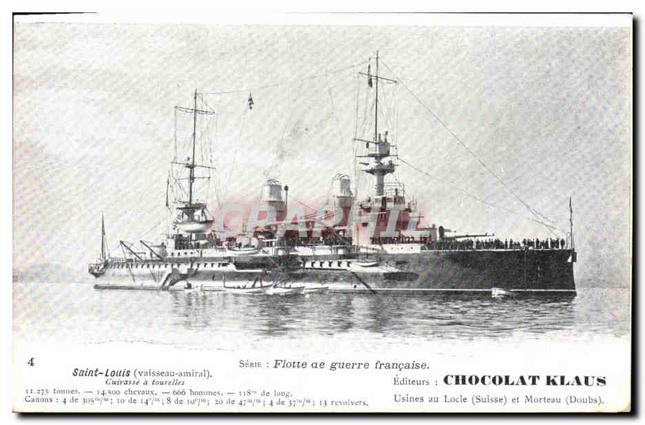 CPA Bateau de Guerre Saint Louis Cuirasse a tourelles