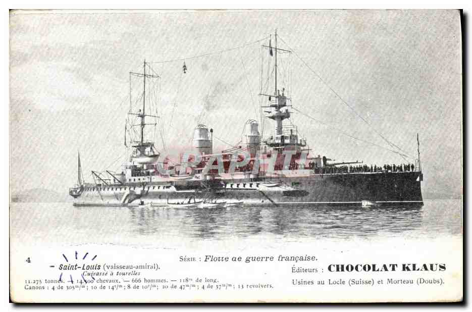 CPA Bateau de Guerre Saint Louis Cuirasse a tourelles