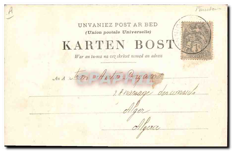 CPA Folklore Jeune fille de Chateaulin  — Verso