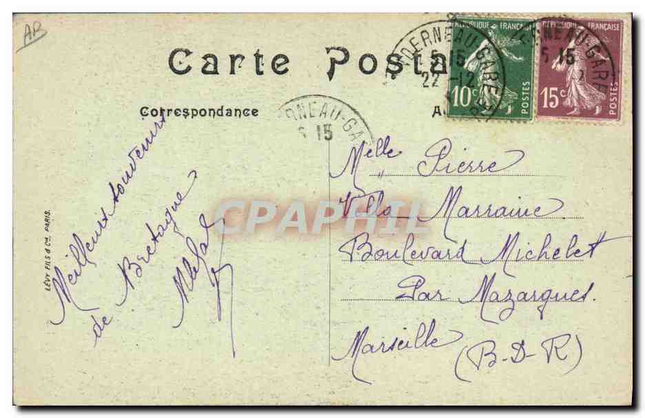 CPA Folklore Costume de Locmariaquer Morbihan  — Verso
