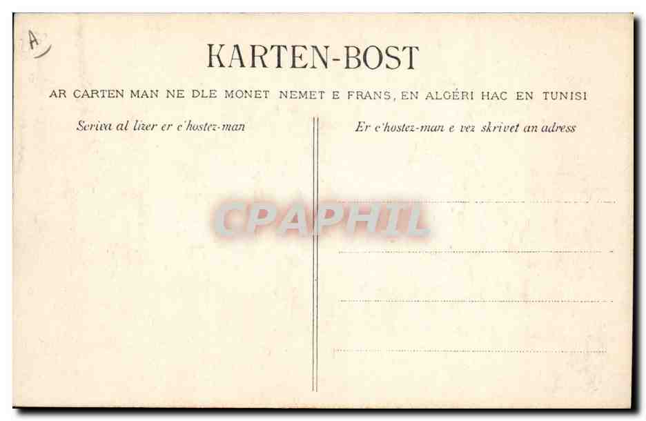 CPA Folklore Jeune fille de Kerfeuntun Environs de Quimper  — Verso