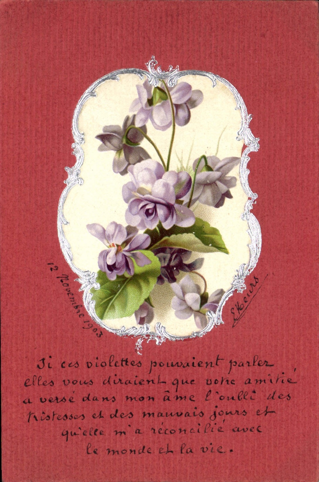Violettes — poème sur l'amitié — Éditeur L. Koeurs, n° 12 novembre 1903