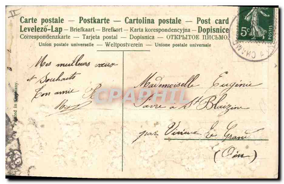 CPA Fantaisie Fleurs Cygnes — Verso