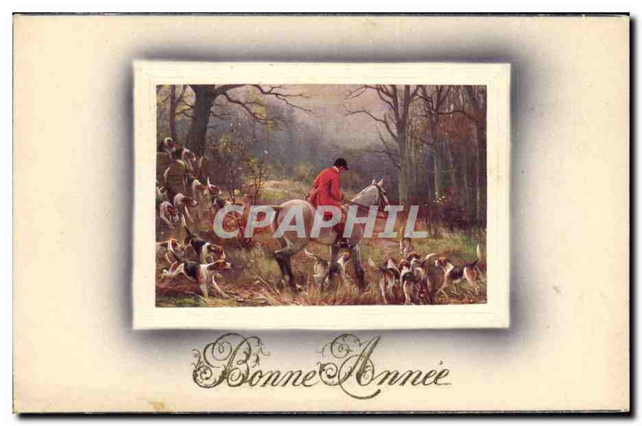 Chasse à courre — Sujet de carte de vœux — éditeur non visible