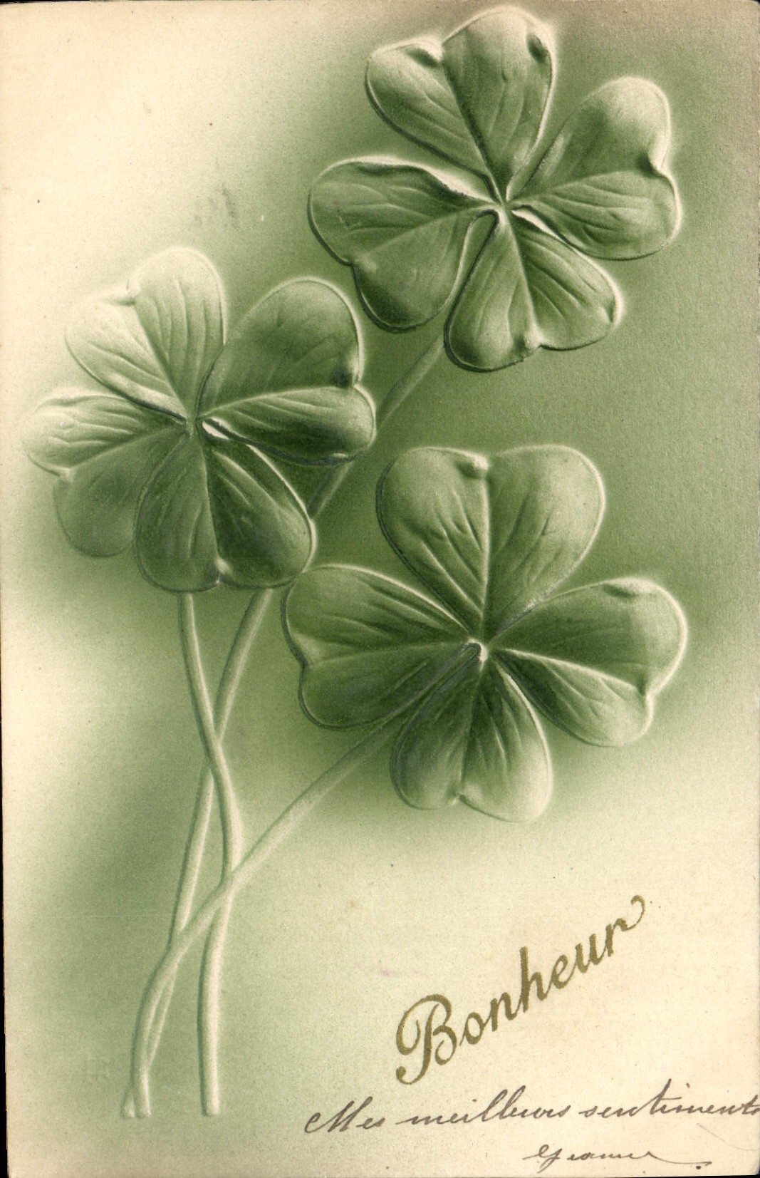 CPA Fantaisie Fleurs Trefles (en relief)