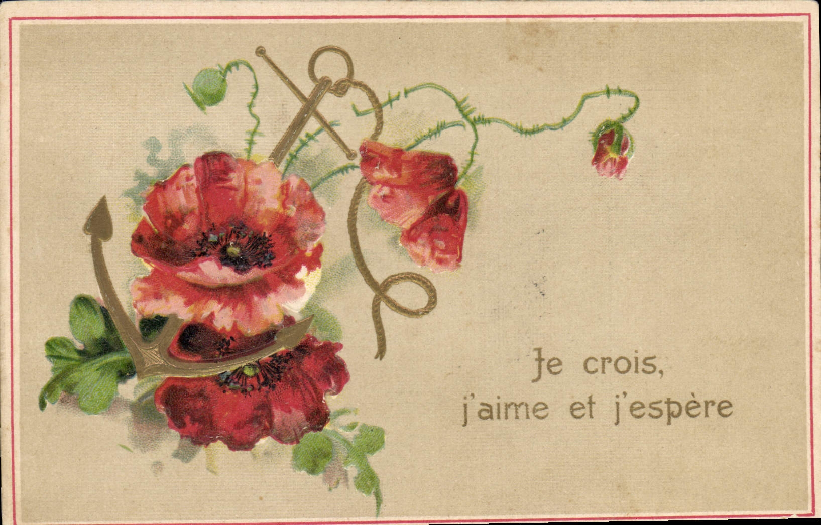 CPA Fantaisie Fleurs Ancre de marine